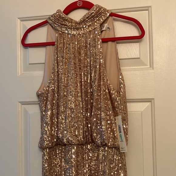 Eliza J Sequin Mock Neck Cocktail Dress - Picture 5 of 6